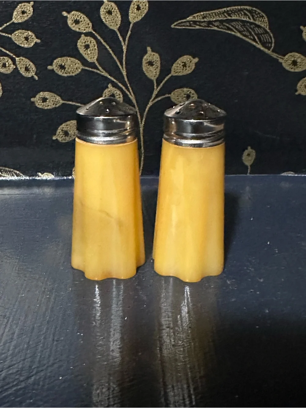 Vintage Yellow Bakelite Salt & Pepper Shakers - Pair